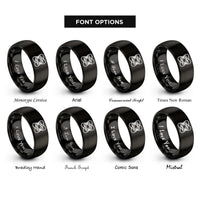 font options for inside engraving on black lissajous figure rings