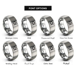 font options for inside engraving on silver lissajous figure rings