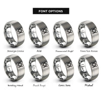 font options for inside engraving on silver lissajous figure rings