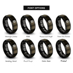 font options for inside engraving on gunmetal & black lissajous figure rings
