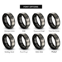 font options for inside engraving on black & silver litha sun rings