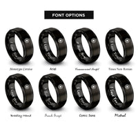 font options for inside engraving on black litha sun rings