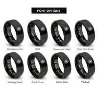 font options for inside engraving on black litha sun rings