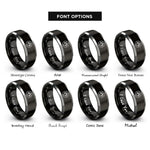font options for inside engraving on black & grey lizard footprint circle rings