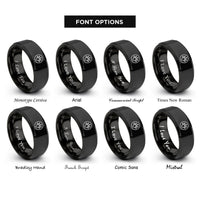 font options for inside engraving on black lizard footprint circle rings