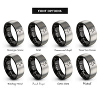 font options for inside engraving on black & gray llama rings