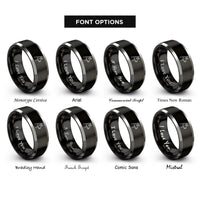 font options for inside engraving on black & gray llama rings