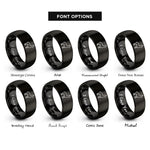 font options for inside engraving on black llama rings