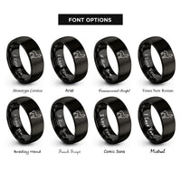 font options for inside engraving on black llama rings