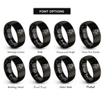 font options for inside engraving on black llama rings