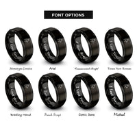 font options for inside engraving on black llama rings