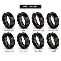 font options for inside engraving on black llama rings