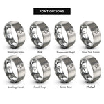 font options for inside engraving on silver llama rings