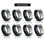 font options for inside engraving on black & blue & silver loading spinner rings