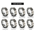 font options for inside engraving on gray loading spinner dots rings
