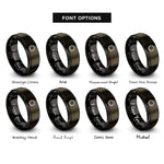 font options for inside engraving on gunmetal & black loading spinner dots rings