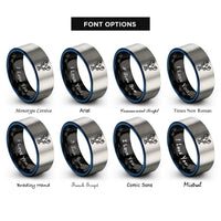 font options for inside engraving on black & blue & silver lobster rings
