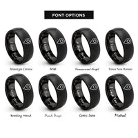 font options for inside engraving on black location dot marker rings