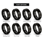 font options for inside engraving on black location dot marker rings