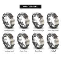 font options for inside engraving on silver location dot marker rings