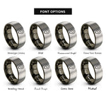 font options for inside engraving on gunmetal & silver location dot marker rings