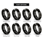 font options for inside engraving on black & gray location pin rings