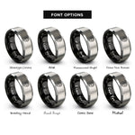 font options for inside engraving on black & silver location pin rings