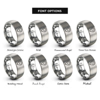 font options for inside engraving on silver location pin rings