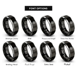 font options for inside engraving on black & silver location pin house rings