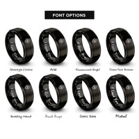 font options for inside engraving on black location pin house rings