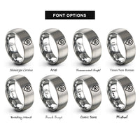 font options for inside engraving on silver location pin house rings