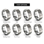 font options for inside engraving on grey location pin plane rings