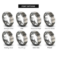 font options for inside engraving on gray location pin plane rings