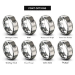 font options for inside engraving on grey location pin plane rings