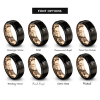 font options for inside engraving on black & rose gold lock key rings
