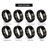 font options for inside engraving on black lock & key pair heart lock rings