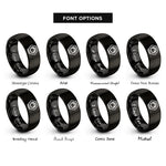 font options for inside engraving on black lock nut rings