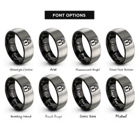 font options for inside engraving on black & grey lockbox rings