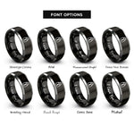 font options for inside engraving on black & gray lockbox rings
