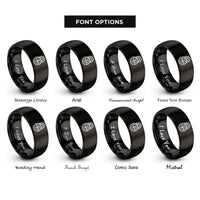 font options for inside engraving on black locked differential symbol rings