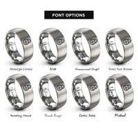 font options for inside engraving on grey locked differential symbol rings