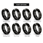 font options for inside engraving on black & silver locking carabiner rings