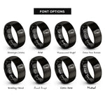 font options for inside engraving on black locking carabiner rings