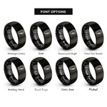 font options for inside engraving on black locking carabiner rings