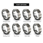 font options for inside engraving on grey locking carabiner rings