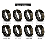 font options for inside engraving on gunmetal & black locking carabiner rings