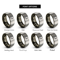 font options for inside engraving on gunmetal & silver locking carabiner rings
