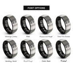 font options for inside engraving on black & gray locomotive front view rings