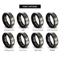 font options for inside engraving on black & gray locomotive front view rings