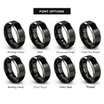font options for inside engraving on black & grey locomotive front view rings
